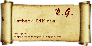 Marbeck Génia névjegykártya